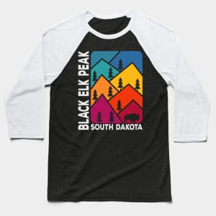 Black Elk Peak South Dakota Vintage Mountains Bison Baseball T-Shirt